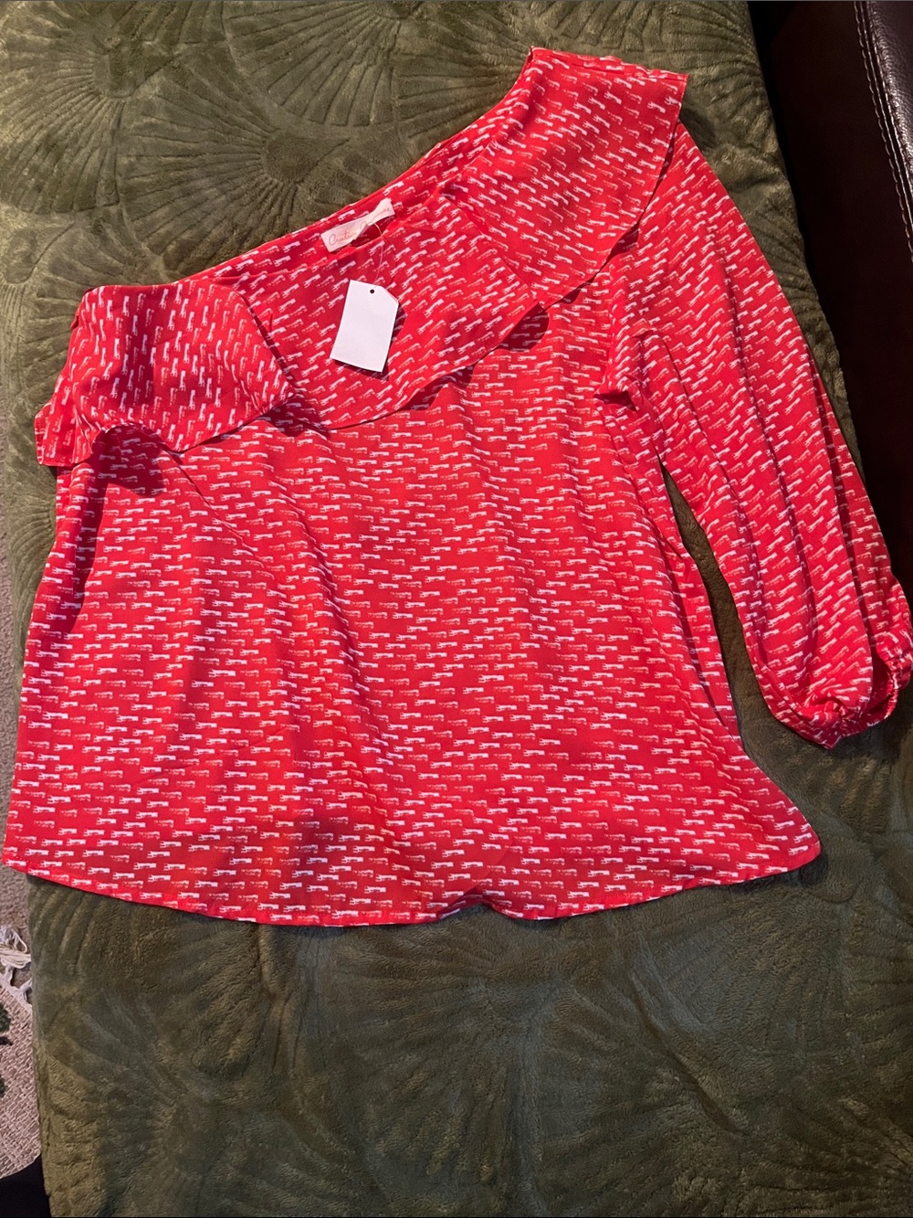 Off-Shoulder Red Printed Blouse - Women Tops